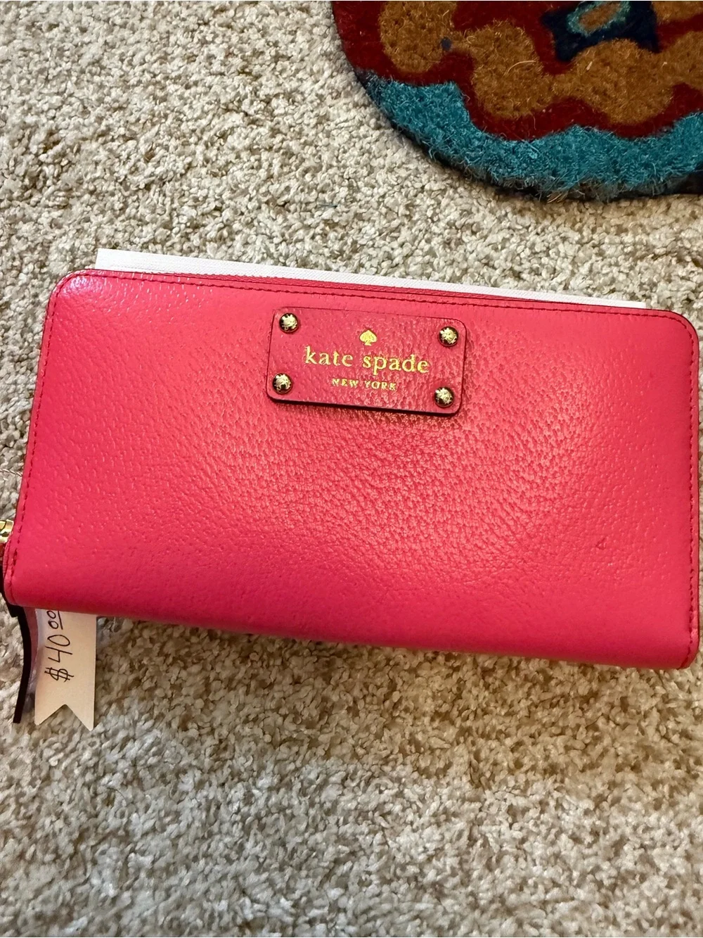 NWOT Kate Spade Pink Leather Zip Wallet